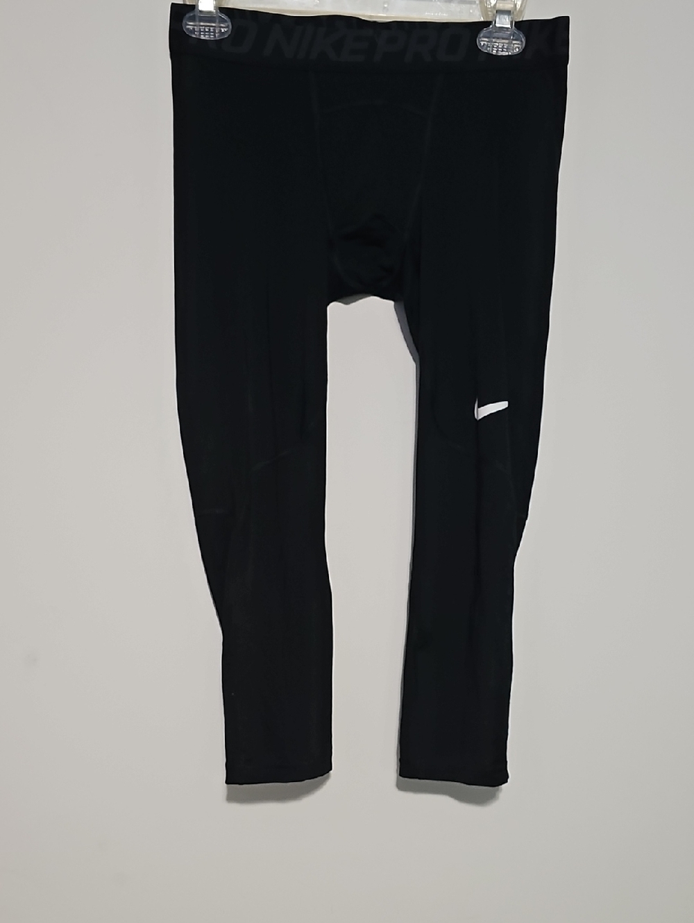 Nike Pro Black Compression Leggings with White Swoosh Sz M Basketball